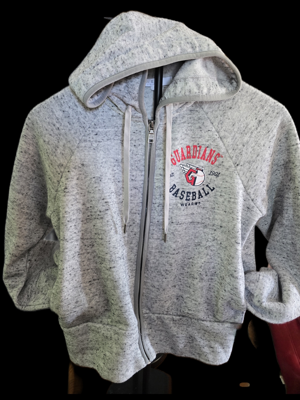Guardians Baseball Gray Zip-Up Hoodie